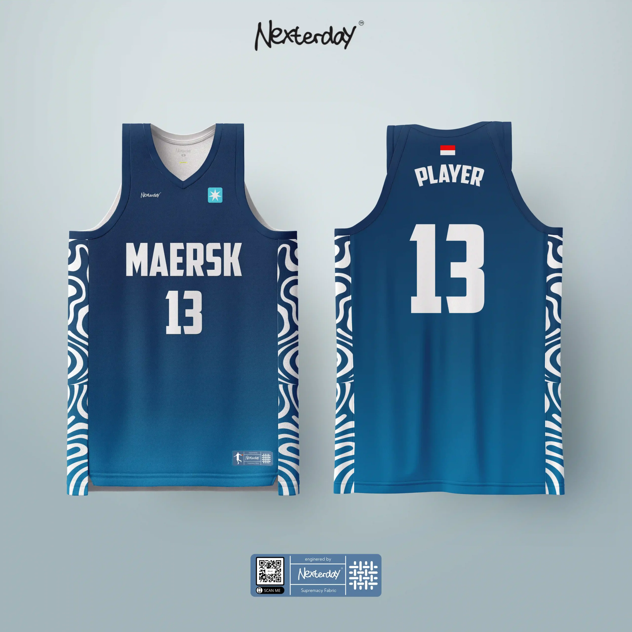 Mockup 3D untuk preview desain custom jersey basket