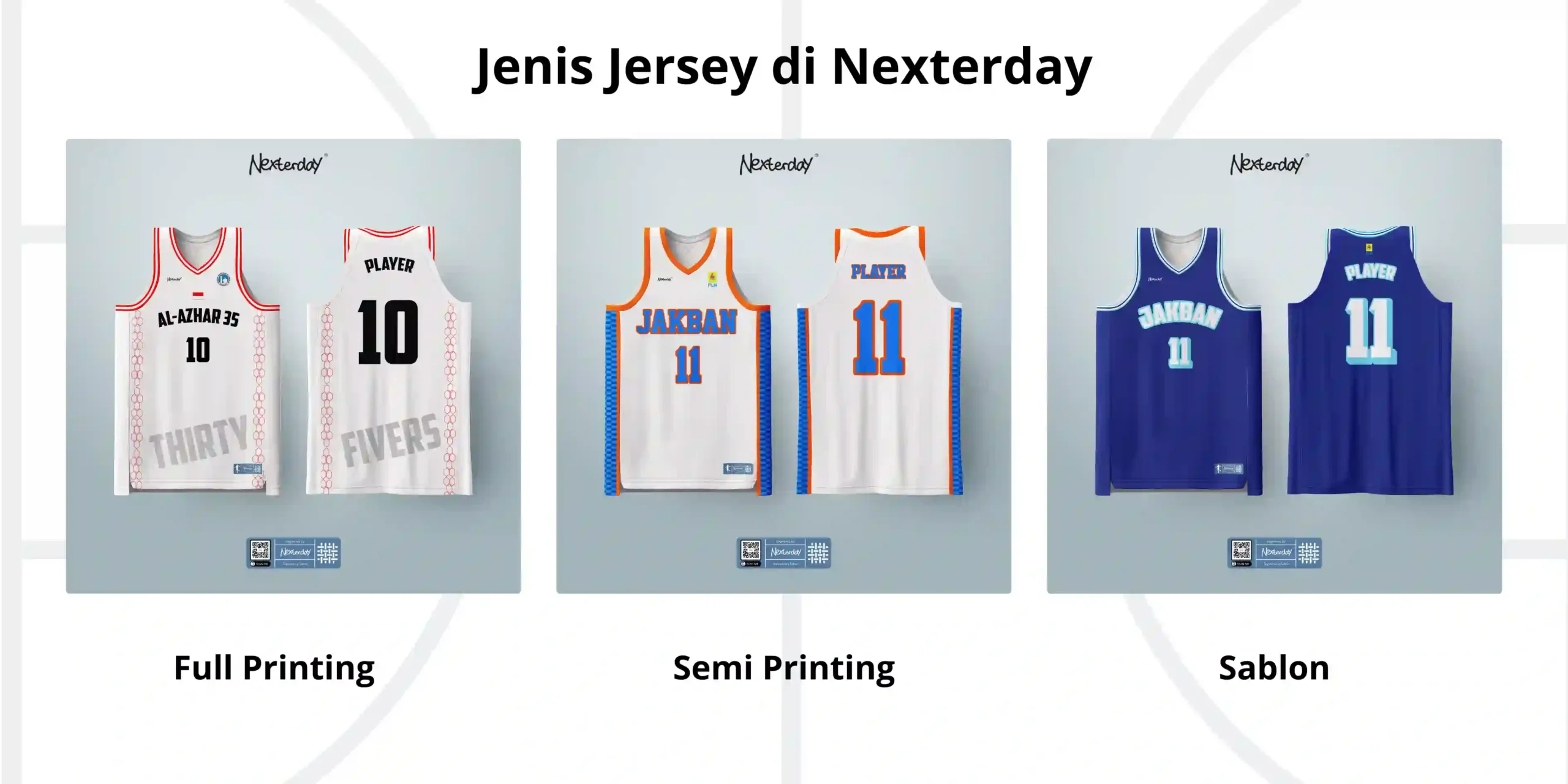 perbandingan jenis printing custom jersey basket full print semi print sablon